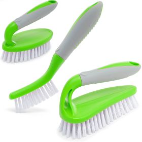 Scrub Brush Set of 3pcs Green Cleaning Shower Scrubber with Ergonomic Handle and Durable Bristles Scrub Brushes for Cleaning Bathroom Shower Tile