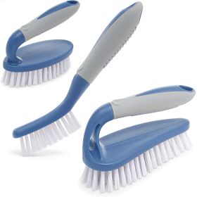 Blue Gray Scrub Brush Set of 3pcs Cleaning Shower Scrubber with Ergonomic Handle and Durable Bristles Brushes for Cleaning Bathroom Shower Tile K
