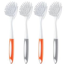 VEVOR Dish Brush, 4 Pack Kitchen Scrub Brushes with PP Handle, Dish Cleaning Brushes with Curved Bristles, Ideal for Pots, Pans, Sink and Stove