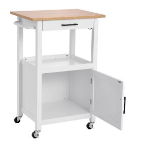18x23in Kitchen Island Cart Rolling Storage Table with Single Door Cabinet