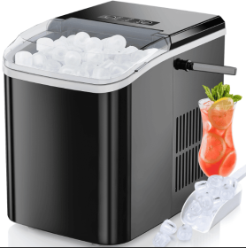 portable ice maker LED display 120W 26 lbs / 24h automatic cleaning, small household, fast refrigeration thick foam layer long effect ice