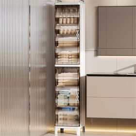 10.43*11.22*53.54inch Narrow Gap Folding Storage Cabinet Plastic Magnetic Door Storage Organizer Cabinet for Bathroom Toilet Living Room Bedroom